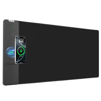 Wireless Charging Mouse Pad, 31.5"x15.8" Large Desk Mat, Smooth Glide - color: Black-31.5"x15.8"
