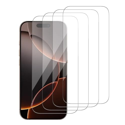 [4 Pack Glass Screen Protector Compatible for iPhone 16 Pro [9H Hardness]-HD Screen Tempered Glass, Scratch Resistant, Easy Install [Case Friendly] [Bubble Free] - size: iPhone 16 Pro