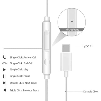 USB C Headphones for iPhone 17 16 15 Pro Max USB C Wired Earbuds with Mic - size: 3 Pack(USB C)