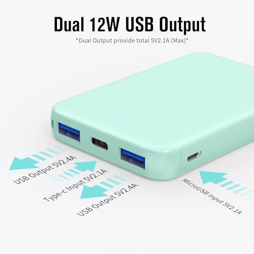 S22 Portable Charger, Mini Colorful Power Bank, PowerNano, 5000mAh External Battery Pack Compatible with iPhone 15/14/13/12/11/X All Series and Android Phone,Green - color: green