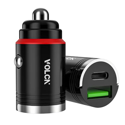 Dual Port Car Charger, [Matt Black] [2 Pack] USB A & USB C Car Cigarette Lighter Charging Adapter, 30W Fast Charging, PD&QC 3.0, Compatible with iPhone 16/15/14/13/12 Series, Samung, Pixel