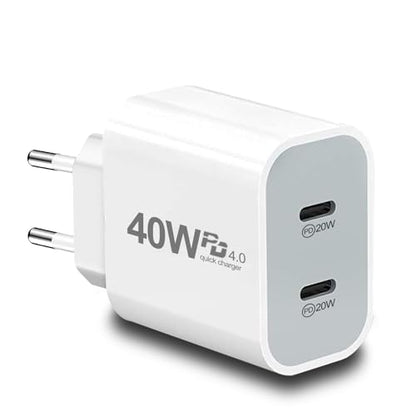 European USB C Charger, 40W PD4.0 European Travel Plug Adapter