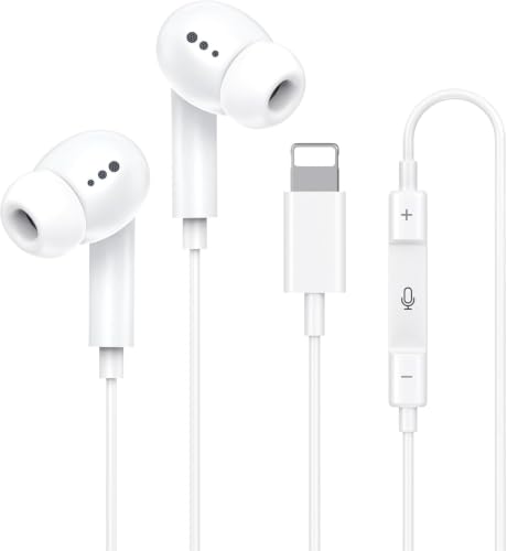 [Apple MFi Certified] Wired Headphones for iPhone 14 13 12,Earbuds with Lightning Connector Built-in Mic & Volume Control HiFi Stereo Nosie Reduction Earphones Compatible with iPhone 13/11/XR/XS/X/8/7 - size: L