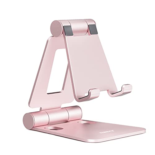 Nulaxy Full Aluminum Dual Folding Cell Phone Stand for Desk, Rose Gold - color: C-Rose Gold