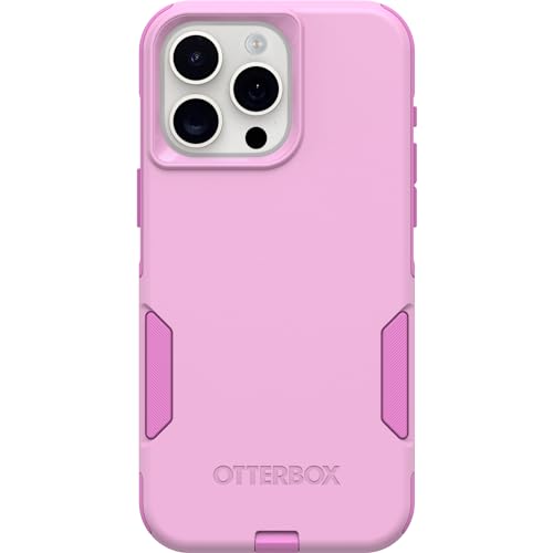 OtterBox iPhone 15 Pro MAX (Only) Commuter Series Case - Run Wildflower (Pink), Slim & Tough, Pocket-Friendly, with Port Protection - color: Pink