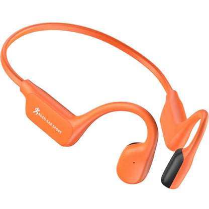 Bone Conduction Headphones with Mic, Open Ear Headphones, Orange - color: Orange