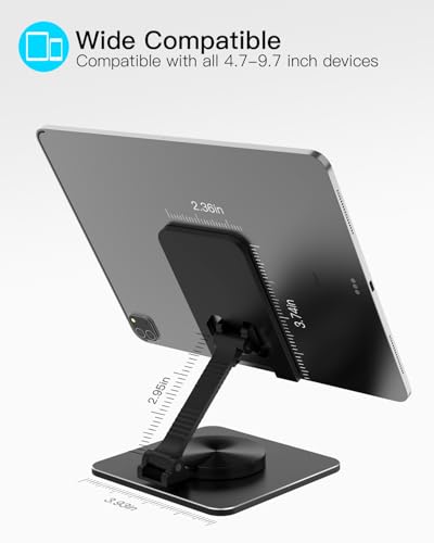 Adjustable Phone & Tablet Stand, Fits 4–9.7in Devices, Black - color: Black