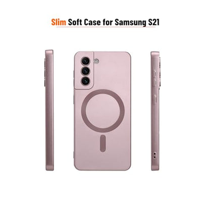 Magnetic for Samsung Galaxy S21 Case,Soft Silicone Samsung Galaxy S21 Phone Case with Camera Protection,Slim Fit Anti-Scratch Samsung Galaxy S21 Case Compatible with MagSafe,Pink - color: Pink, size: S21
