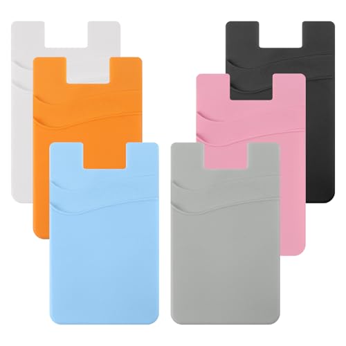 6 Pcs Card Holder for Back of Phone,Silicone Back Card Holder - color: 6PCS