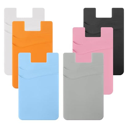 6 Pcs Card Holder for Back of Phone,Silicone Back Card Holder - color: 6PCS