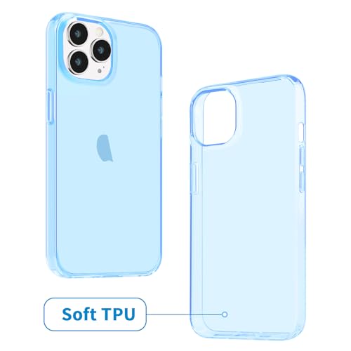 JJGoo Compatible with iPhone 13 Pro Max Case Clear, Transparent Soft Shockproof Protective Slim Thin Bumper Cover Phone Case, Blue - color: Clear Blue