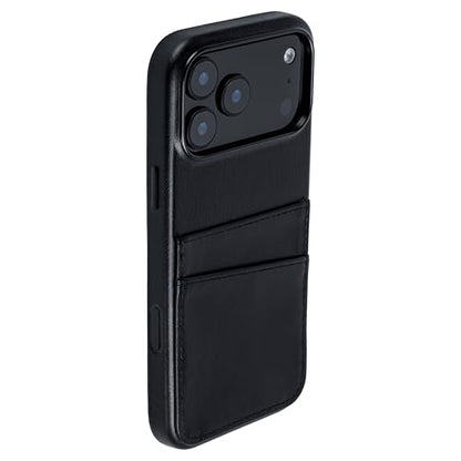 Dockem Genuine Leather Card Case for iPhone 17 Pro Max with Camera Control Button and Stitched-on Wallet with 2 Holder Slots (Black, M2GL) - color: Black, size: 17 Pro Max
