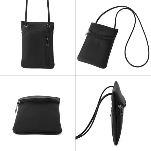 Small Crossbody Women Cell Phone Purse Wallet Bag With Shoulder Strap - color: Black/S-lycheepvc