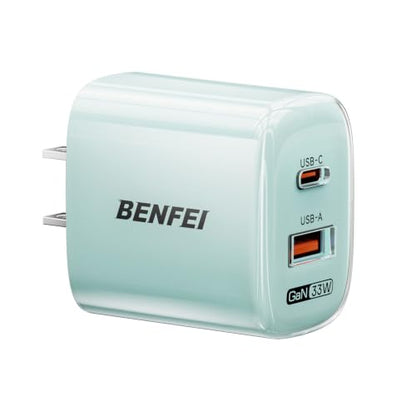 BENFEI 33W GaN USB C Fast Charger, 2-Port Two-Tone Compact Wall Charger Block, Portable Travel Charger for iPhone 17/16/15, Galaxy S25/S24/S23, Pixel 10/9/8, iPad, AirPods, MacBook, Steam Deck - color: Pink