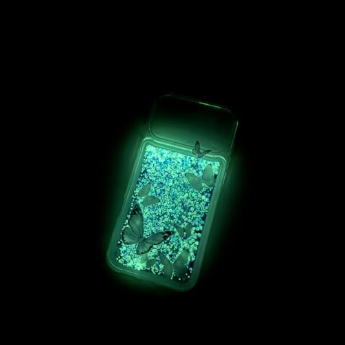 Compatible with iPhone Air Glitter Butterfly Case Glow in The Dark Women Girls Girly Bling Sparkle Flowing Quicksand Light up Soft TPU Bumper Luminous Clear Phone Cover, Blue - color: Purple, size: iPhone Air