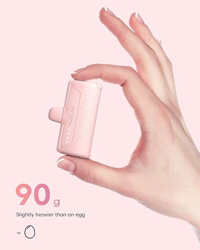 Kuulaa Portable Charger USB C with Built-in USB-C Plug, 4500mAh Mini Power Bank Small Battery Pack for iPhone 15/16,Samsung S22/S23 & Android (Pink) - color: Pack of 1 Pink