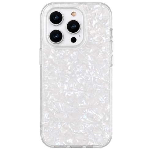 Cute for iPhone 15 Pro Case, Clear Phone Cover for Women Girl and Men, Slim TPU Bumper Shockproof, Pearl Shell Pattern Design, White - color: White, size: iPhone 15 Pro