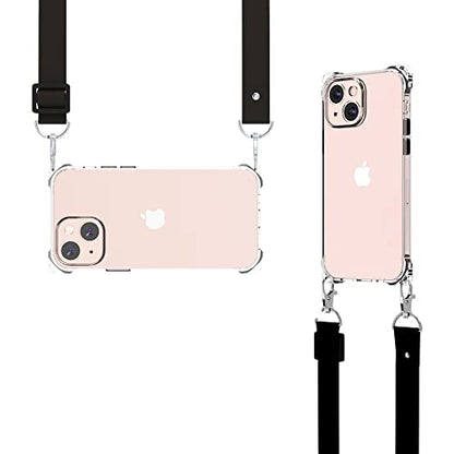 for iPhone 13 Crystal Clear Case with Detachable Adjustable Crossbody Strap, Slim Fit Shockproof Protective Phone Case with Anti-Lost Shoulder Neck Lanyard for Girls and Women - size: iPhone 13