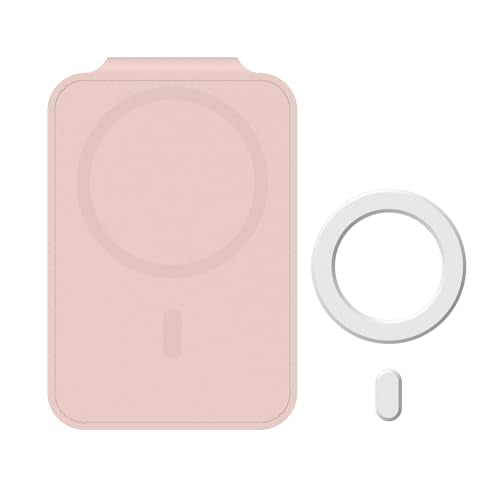 DCHK Magnetic Card Wallet, Slim Card Holder with 3 Slots, Holds up to 6 Cards, Strong Adhesion Ring Included, Compatible with Magsafe iPhone 12/13/14/15/16 (Not for Mini Models) - color: Pink