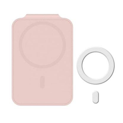 DCHK Magnetic Card Wallet, Slim Card Holder with 3 Slots, Holds up to 6 Cards, Strong Adhesion Ring Included, Compatible with Magsafe iPhone 12/13/14/15/16 (Not for Mini Models) - color: Pink