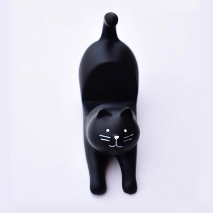 Black Cat Smartphone Stand for Desk, Resein Adjustable Desk Phone Stand, Cute Animal Desktop Accessories, Best Gift for Girls, Office, Home Décor, Mount for iPhone, iPad