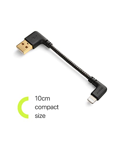 Zeskit USB to Lightning Cable MFi Certified (Short 10cm inch Braided) L Shape Right Angle, Compatible with Apple iPhone iPad AirPods for CarPlay Charging & Sync DJI Head-Fi Amp DAC Power Bank Charger