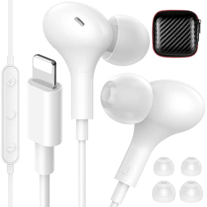 iMangoo for Apple MFi-Certified Soft Headphones for Lightning Wired Earbuds - color: White