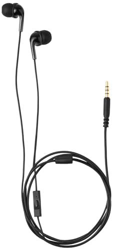 Amazon Basics Wired Earbuds with Microphone, In-Ear Headphones, 3.5mm Jack, High Definition Sound, Secure Fit, 4.2 ft Cable, S/M/L Ear Tips, Black - size: 1 Pack, style: 3.5mm Aux