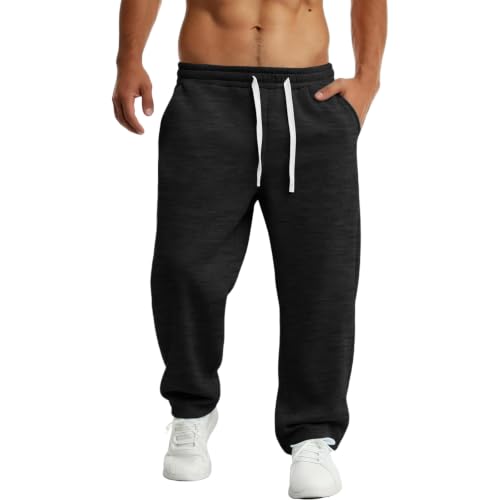 Baggy Sweat Pants for Mens Drawstring Lightweight Sweatpants with Pockets - color: Z002- Black, size: Medium