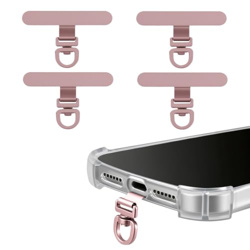 360° Rotating Stainless Steel Phone Tether Tab(4-Pack), Universal for Phones, Fit Wristbands, Necklaces & Crossbody Straps (Rose Gold) - color: Rose Gold