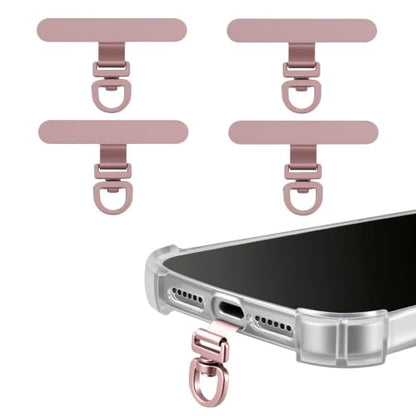360° Rotating Stainless Steel Phone Tether Tab(4-Pack), Universal for Phones, Fit Wristbands, Necklaces & Crossbody Straps (Rose Gold) - color: Rose Gold