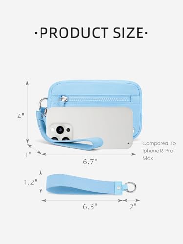 WESTBRONCO Wristlet Wallets for Women – RFID Blocking Quilted Nylon Phone Wallet, Card Holder Purse for Travel & Everyday Use - color: Blue