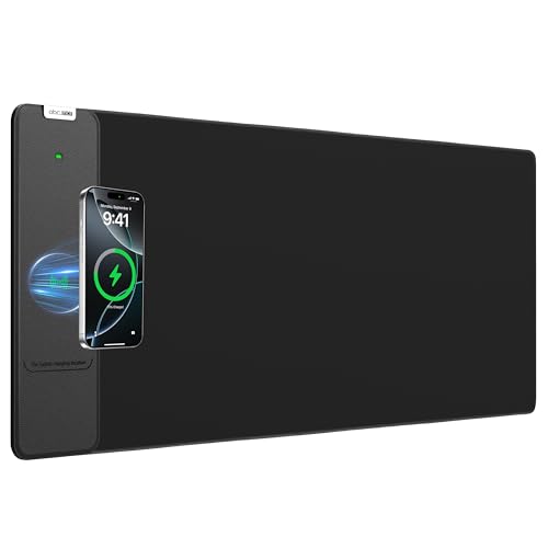Wireless Charging Mouse Pad, 31.5"x11.8" Large Desk Mat, Smooth Glide - color: Black-31.5"x11.8"