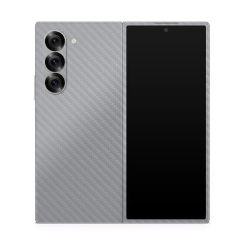 Carbon Fiber Phone Skin Compatible with Samsung Galaxy Z Fold 6 - Solid Gray - Premium 3M Vinyl Protective Wrap Decal Cover - Easy to Apply | Crafted in The USA by MightySkins - color: Solid Gray, style: Carbon Fiber Textured Finish