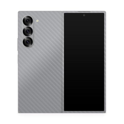 Carbon Fiber Phone Skin Compatible with Samsung Galaxy Z Fold 6 - Solid Gray - Premium 3M Vinyl Protective Wrap Decal Cover - Easy to Apply | Crafted in The USA by MightySkins - color: Solid Gray, style: Carbon Fiber Textured Finish
