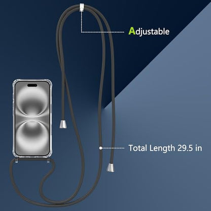 Magnetic Case for iPhone 16 Plus 6.7" Clear Crossbody Case with Adjustable Shoulder Neck Lanyard Strap,Compatible with Magsafe,Soft Slim Bumper Shockproof Protective Phone Cover-Black - color: Black, size: iPhone 16 Plus