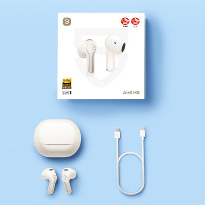 SoundPEATS Air6 HS LDAC Hi-Res Wireless Earbuds, Bluetooth 6.0, 13mm Driver - color: Beige