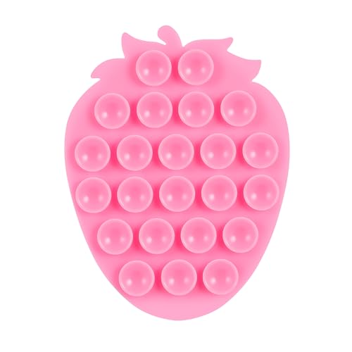 CIEO SuctionPhone Grip, Strong Silicone Suction,Strawberry Sticky Grip,Suitable for Selfies and Videos on Mirrors, Bathrooms and Smooth Surfaces, Compatible with iPhone (Strawberry Pink) - color: Strawberry Pink