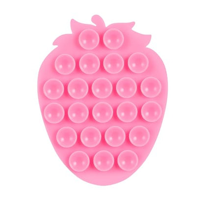 CIEO SuctionPhone Grip, Strong Silicone Suction,Strawberry Sticky Grip,Suitable for Selfies and Videos on Mirrors, Bathrooms and Smooth Surfaces, Compatible with iPhone (Strawberry Pink) - color: Strawberry Pink