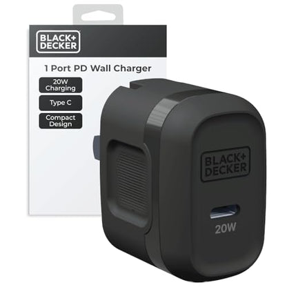 BLACK+DECKER Fast Charge Duo: 20W GaN USB-C Wall Charger + 3ft Cable