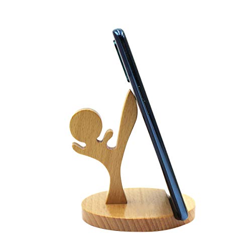 Cartoon Cell Phone Holder Stand Wooden Smartphone Desk Holder for All Mobile Phones Animal Phone Stand Desk Ornament - color: kung fu