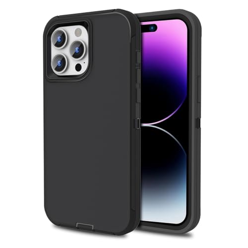 for iPhone 15 Pro Max Case, Dual Layer Shockproof Full Body Cover for Men & Women Military Grade Drop Protection Heavy Duty Protective Phone Case for Apple Phone 15ProMax 6.7 inch (Black) - color: Black