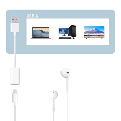 Fidioto USB Male to Lightning Female Audio Adapter Cable, USB to Lightning Adapter Converter Support Volume Control Mic Compatible with MacBook Computer PC Headphone,Earphones, Earbuds, and More - style: 2 Pack