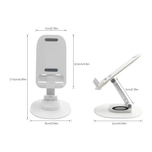 Foldable Desktop Phone Holder, Phone Holder on Desk Compatible with iPhone15, 14, 13 Pro Max Mini, Suitable for 3.5-12.9 inch Phones and Tablet Computer. (White) - color: White