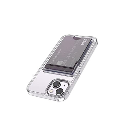 for iPhone 14, iPhone 13 Clear Wallet Case, Anti-Yellowing Slim Fit Thin TPU Bumper + PC Back Case with 2 Cards Holder - color: Clear, size: iPhone 14 / 13