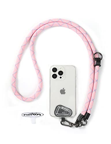 Cell Phone Lanyard ×1, Tether Tab ×2, Universal Adjustable Phone Strap, Crossbody, Neck Phone Lanyard, Rope Strap - color: Pink