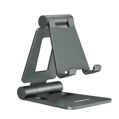 Nulaxy Full Aluminum Dual Folding Cell Phone Stand for Desk, Gray - color: D-Grey