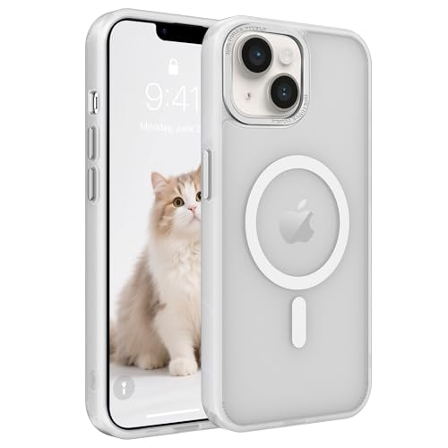 Magnetic iPhone 14/13 case,Compatible with Magsafe, Military-Grade Protection,Slim Translucent Matte Shockproof with Anti-Scratch Anti-Fingerprint Phone Cover (Frosted White, iPhone 14/13) - color: Frosted White, size: iPhone 14/13