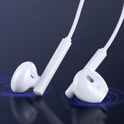 2 Pack Premium in-Ear Headphones with 3.5mm Plug: Control Music, Phone Calls & Volume with Built-in Remote - Works with All Devices That Have a 3.5mm Headphone Jack. Wired Earbuds.