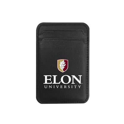 OTM Essentials Elon University Magsafe Faux Leather Phone Wallet Sleeves, Sleek Magnetic Phone Wallet Case, Lightweight Magsafe Accessories for iPhone 12 or Up, Classic - color: Elon University, style: Leather